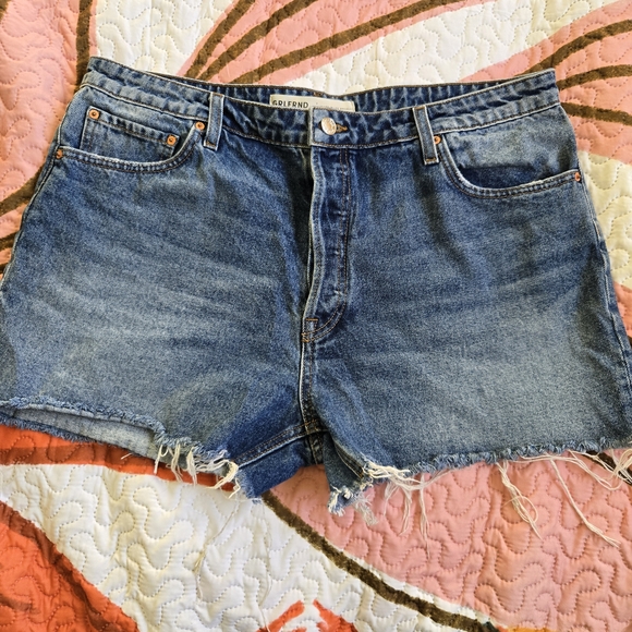 GRLFRND Pants - GRLFRND Distressed Blue Denim Shorts